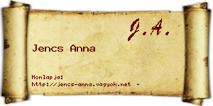 Jencs Anna névjegykártya